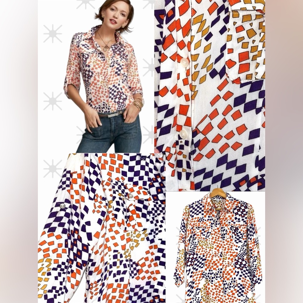 CAbi Multicolor Geometric Blouse
